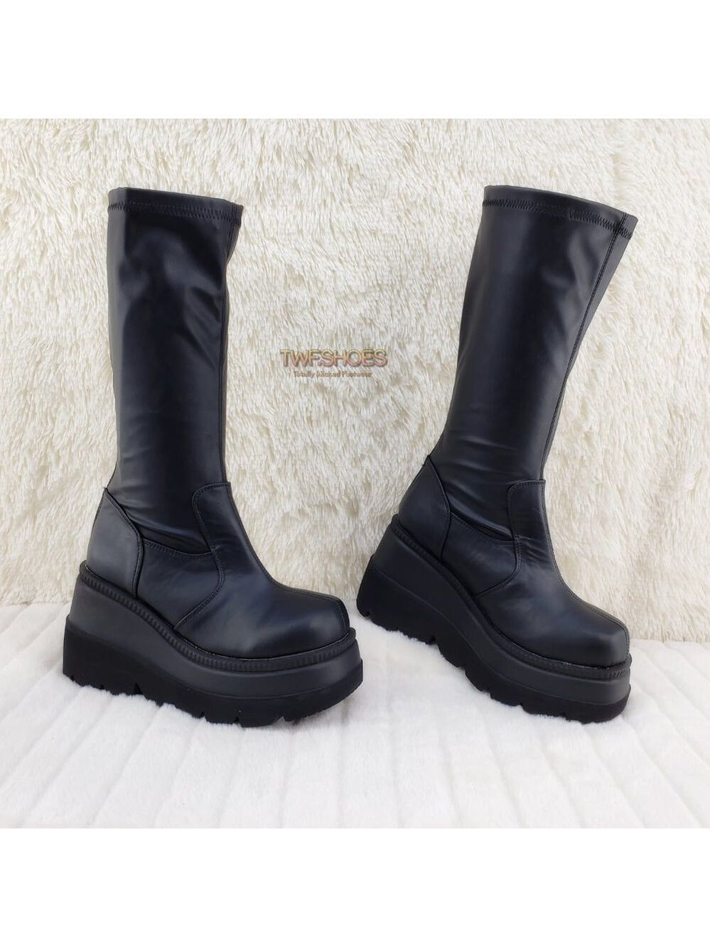 Goth Rave Platform Knee Boot Stretch Shaker 65